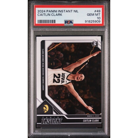 Caitlin Clark 2024 Panini #49 Basketball Milestone Card PSA 10 Gem Mint Hawkeyes - Picture 1 of 2